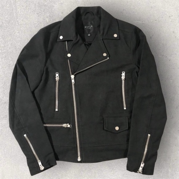 DSTLD Men’s Moto Jacket Black Medium - Picture 7 of 10